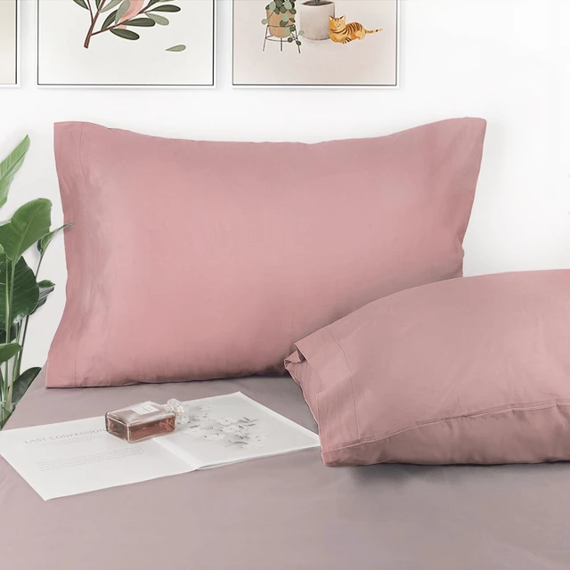 Alt view image 5 of 6 - 2 Pack Pillow Cases, 100% Cotton Breathable Pillowcases, 20"X 26" Standard Size, Rose Pink