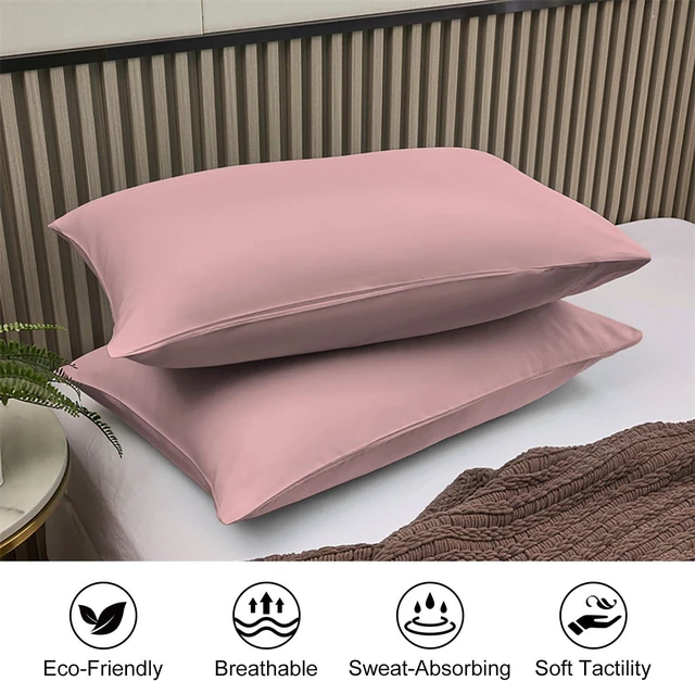 Alt view image 4 of 6 - 2 Pack Pillow Cases, 100% Cotton Breathable Pillowcases, 20"X 26" Standard Size, Rose Pink