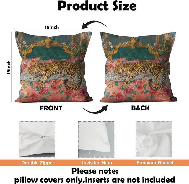 Alt view image 2 of 6 - Maximalist Funky Tiger Leopard Cheetah Pillow Covers 18x18, Eclectic Home Decor, Tropical Trendy Preppy Colorful Tiger Decorative Throw Pillow Covers Pillowcases for Living Room Bedroom