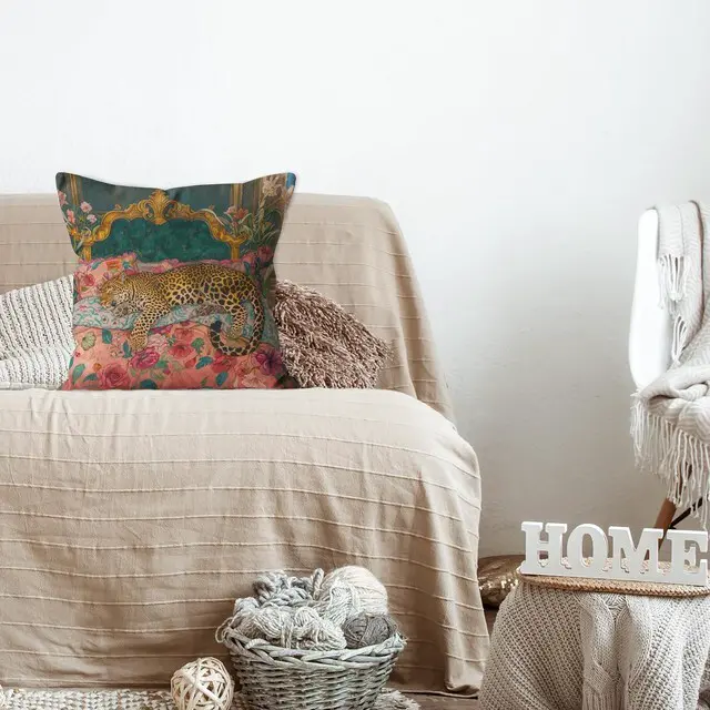 Alt view image 3 of 6 - Maximalist Funky Tiger Leopard Cheetah Pillow Covers 18x18, Eclectic Home Decor, Tropical Trendy Preppy Colorful Tiger Decorative Throw Pillow Covers Pillowcases for Living Room Bedroom