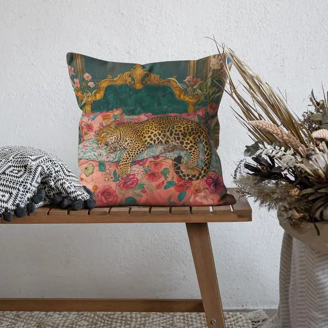 Alt view image 5 of 6 - Maximalist Funky Tiger Leopard Cheetah Pillow Covers 18x18, Eclectic Home Decor, Tropical Trendy Preppy Colorful Tiger Decorative Throw Pillow Covers Pillowcases for Living Room Bedroom