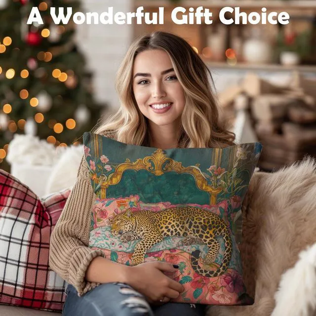 Alt view image 6 of 6 - Maximalist Funky Tiger Leopard Cheetah Pillow Covers 18x18, Eclectic Home Decor, Tropical Trendy Preppy Colorful Tiger Decorative Throw Pillow Covers Pillowcases for Living Room Bedroom