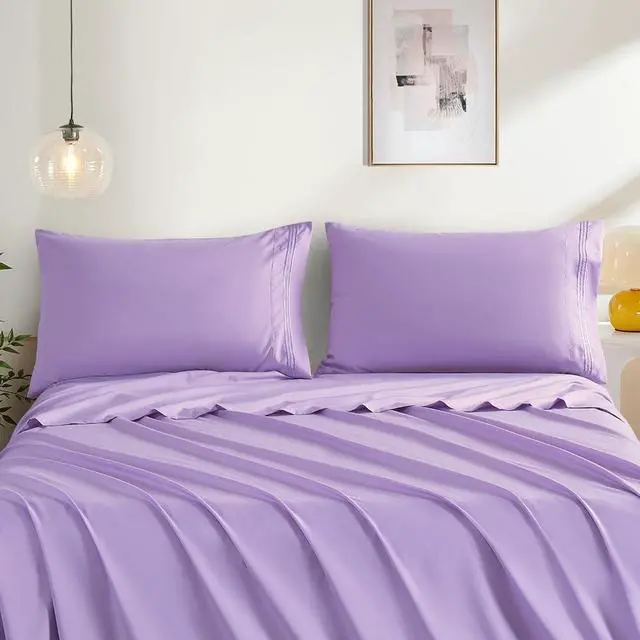 Alt view image 2 of 7 - King Pillow Cases Set of 2, Light Purple Pillow Covers Soft Microfiber Pillowcases Comfortable Breathable and Non Shrinking Envelope Pillow Shams 20"X 36"