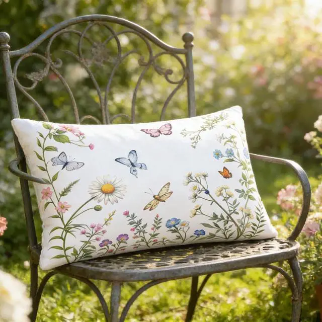 Alt view image 2 of 7 - Floral Butterfly Satin Pillowcase with Zipper Queen Size Pillow Cover 20"x30" Silk Pillow Case for Hair and Skin Cooling Pillowcase