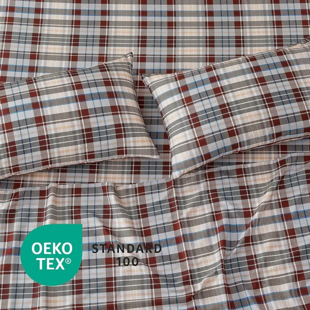 Alt view image 6 of 7 - Ultra Soft Set of 2 Plaid Standard Size Pillow Cases,1500 Premium Hotel Quality Burshed Microfiber,Wrinkle Resistant,Envelope Closure,Brownish-red Plaid20"x26"