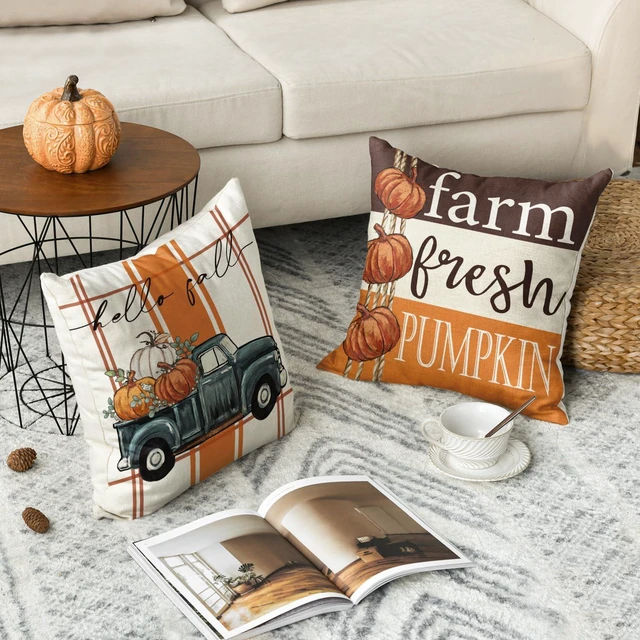 Alt view image 5 of 7 - Happy Fall Pumpkin Truck Pillow Covers 18x18 Inch Set of 4