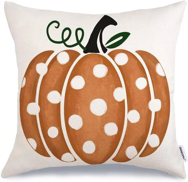 Main image of Fall Pillow Covers 18x18 inch Polka Dots Pumpkin Throw Pillow Covers for Thanksgiving Decorations Party Pillows Decorative Pillow Covers for Couch Sofa