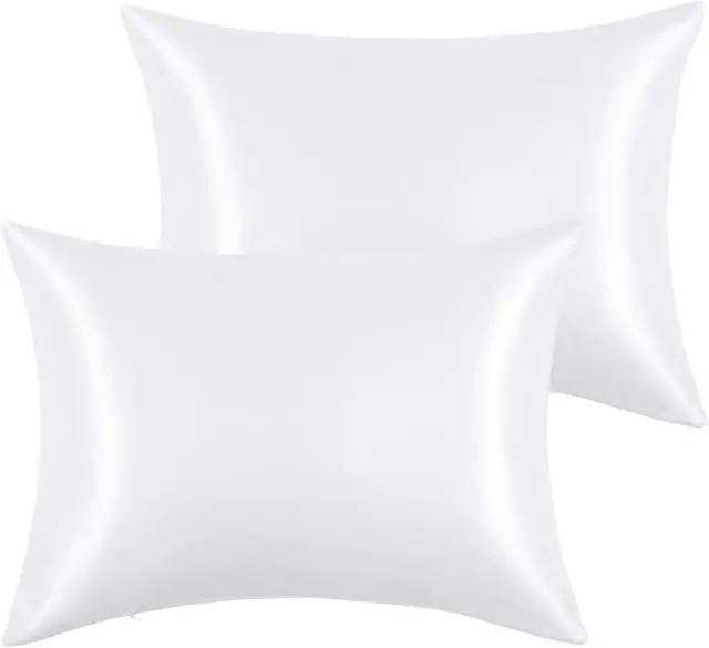 Alt view image 5 of 7 - 2 Pack Zippered Satin Toddler Pillowcases 13x18 Inch - Silky Soft Toddler Pillow Cases with Hidden Zipper, Travel Pillow Covers for Boys & Girls, White