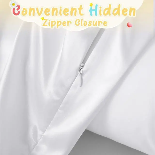 Alt view image 3 of 7 - 2 Pack Zippered Satin Toddler Pillowcases 13x18 Inch - Silky Soft Toddler Pillow Cases with Hidden Zipper, Travel Pillow Covers for Boys & Girls, White