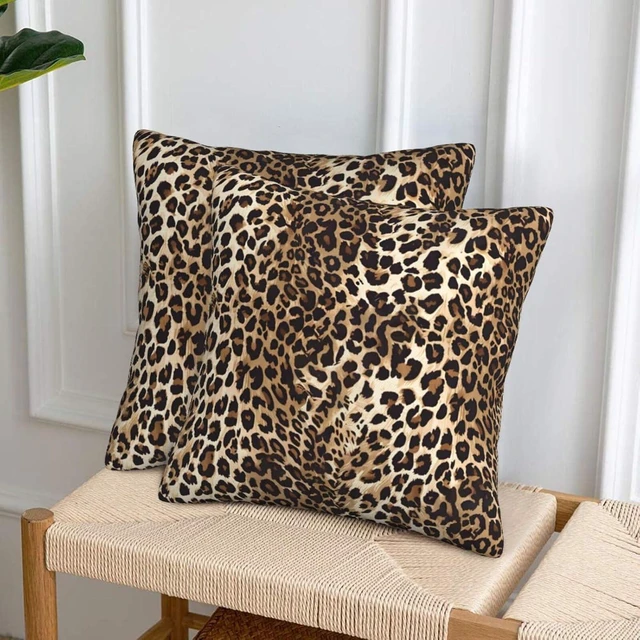 Alt view image 2 of 7 - Cheetah Print Pillow Covers Home Decor 18x18 Inch, Leopard Print Throw Pillowcase Decorative Cushion Cover for Bed Sofa Couch, 2 Sets