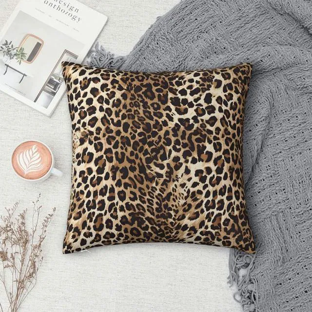 Alt view image 5 of 7 - Cheetah Print Pillow Covers Home Decor 18x18 Inch, Leopard Print Throw Pillowcase Decorative Cushion Cover for Bed Sofa Couch, 2 Sets