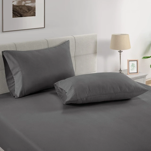Alt view image 3 of 7 - 100% Egyptian Cotton Pillow Cases Queen Size Set of 2 (20"x30") - Luxury Sateen Weave Pillowcases Pack of 2- Navy Blue - Dark Denim