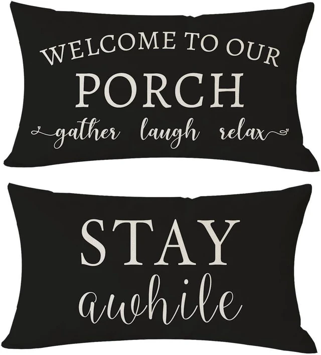 Main image of Outdoor Decorative Throw Pillow Covers 12x20 Inch Set of 2, Black
