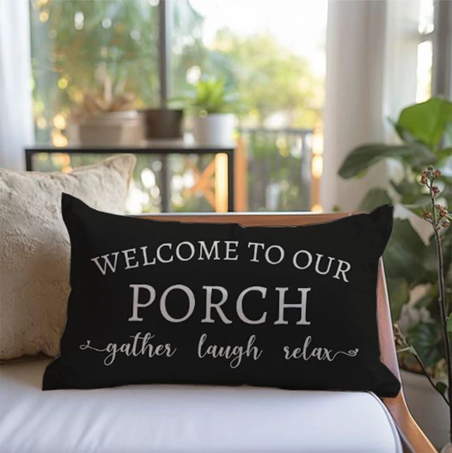 Alt view image 6 of 7 - Outdoor Decorative Throw Pillow Covers 12x20 Inch Set of 2, Black