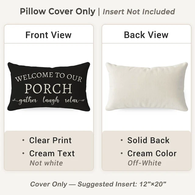 Alt view image 3 of 7 - Outdoor Decorative Throw Pillow Covers 12x20 Inch Set of 2, Black