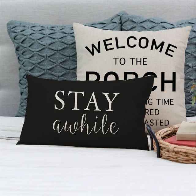 Alt view image 7 of 7 - Outdoor Decorative Throw Pillow Covers 12x20 Inch Set of 2, Black