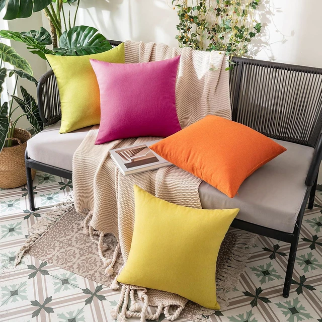 Alt view image 4 of 6 - Decorative Outdoor Pillow Covers Waterproof 18x18 Hot Pink