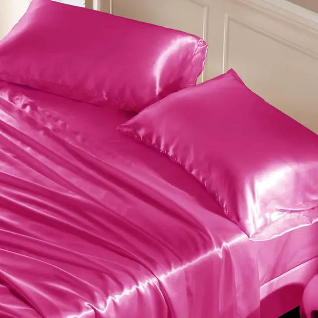 Alt view image 2 of 7 - Hot Pink Satin Pillowcase 2Pk Standard 20x26 Envelope Closure