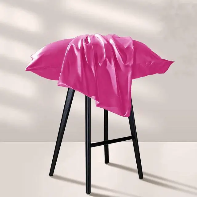 Alt view image 3 of 7 - Hot Pink Satin Pillowcase 2Pk Standard 20x26 Envelope Closure