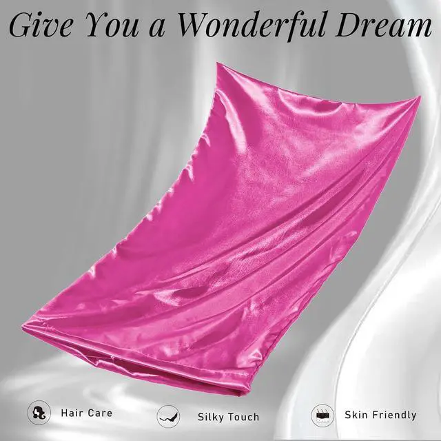 Alt view image 5 of 7 - Hot Pink Satin Pillowcase 2Pk Standard 20x26 Envelope Closure