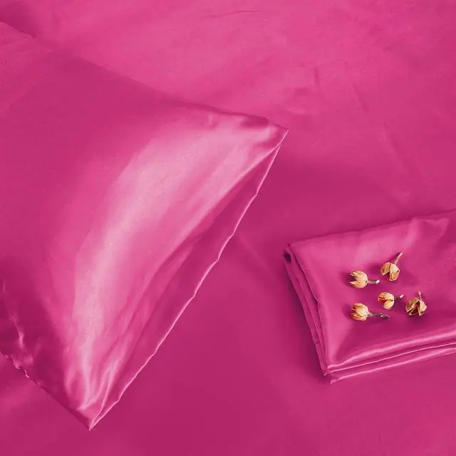 Alt view image 6 of 7 - Hot Pink Satin Pillowcase 2Pk Standard 20x26 Envelope Closure
