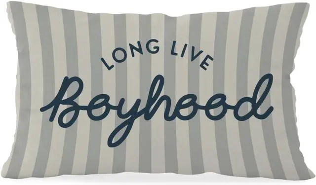 Main image of Long Live Boyhood Boys Room Throw Pillow Cover 12x20, Playroom Kids Throw Pillows, Blue Decor Pillowcase for Classroom Playroom Nursery Kids Room Toddler Room
