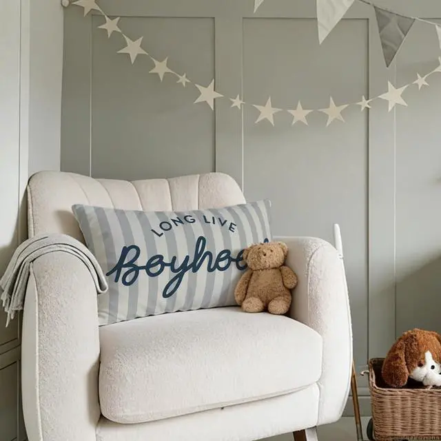 Alt view image 3 of 7 - Long Live Boyhood Boys Room Throw Pillow Cover 12x20, Playroom Kids Throw Pillows, Blue Decor Pillowcase for Classroom Playroom Nursery Kids Room Toddler Room