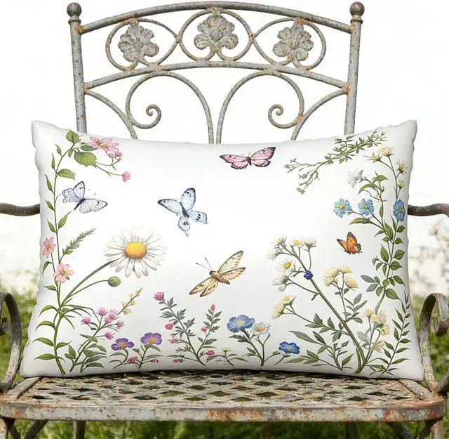 Alt view image 7 of 7 - Floral Butterfly Satin Pillowcase with Zipper Queen Size Pillow Cover 20"x30" Silk Pillow Case for Hair and Skin Cooling Pillowcase