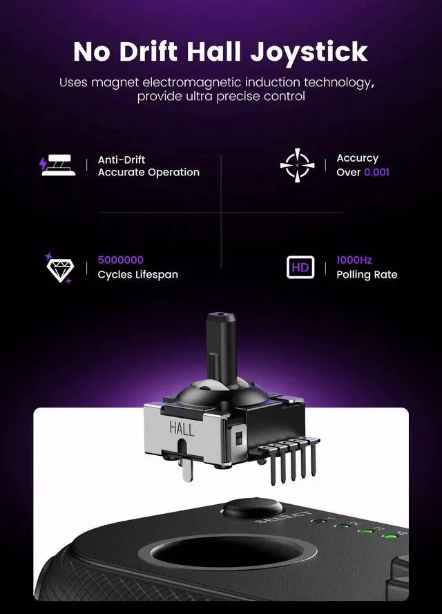 Alt view image 4 of 7 - Wireless Phone Controller for iPhone/Android with Hall Joystick, Moblie Controller for iPhone Support Xbox Game Pass, Steam Link, Call of Duty, Roblox, Handheld Gaming Gamepad, Nintendo DS Consoles