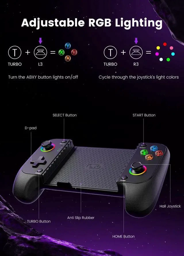Alt view image 6 of 7 - Wireless Phone Controller for iPhone/Android with Hall Joystick, Moblie Controller for iPhone Support Xbox Game Pass, Steam Link, Call of Duty, Roblox, Handheld Gaming Gamepad, Nintendo DS Consoles