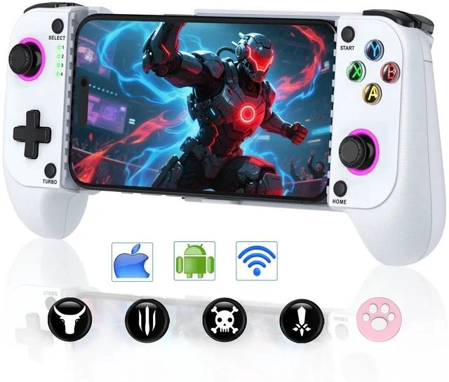 Main image of Phone Controller for iPhone/Android - Mobile Gaming Controller with Hall Effect Joystick, Phone Case Support, Turbo Function, Dual Vibration- Phone Controller Compatible with More Games