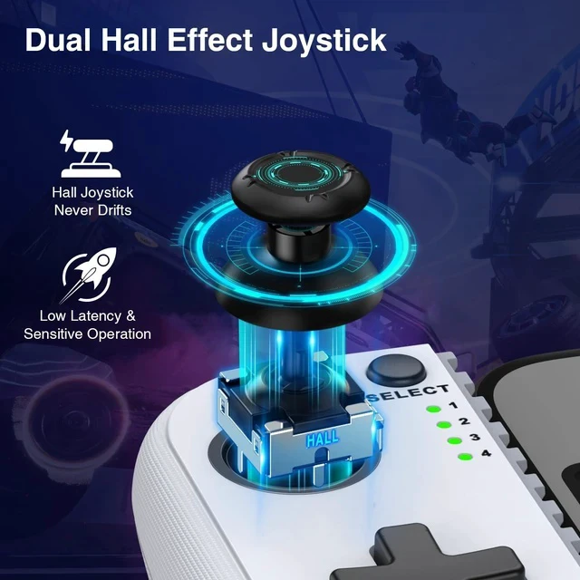 Alt view image 4 of 7 - Phone Controller for iPhone/Android - Mobile Gaming Controller with Hall Effect Joystick, Phone Case Support, Turbo Function, Dual Vibration- Phone Controller Compatible with More Games