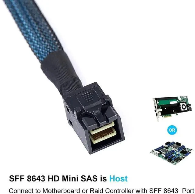 Alt view image 2 of 5 - 2Pack Mini SAS to SATA Cable: 0.5M SFF-8643 to SATA Forward Breakout Mini SAS HD SFF 8643 Controller to Hard Drive Cable (1.6FT)