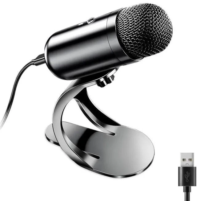 Main image of USB Computer Microphone, Podcast Mic Desktop with Mute Button for Recording Streaming, Omnidirectional Condenser, Plug&Play Stand with Volume Control for PC, Laptop, Mac, YouTube