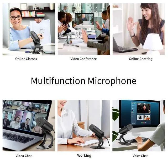 Alt view image 2 of 7 - USB Computer Microphone, Podcast Mic Desktop with Mute Button for Recording Streaming, Omnidirectional Condenser, Plug&Play Stand with Volume Control for PC, Laptop, Mac, YouTube