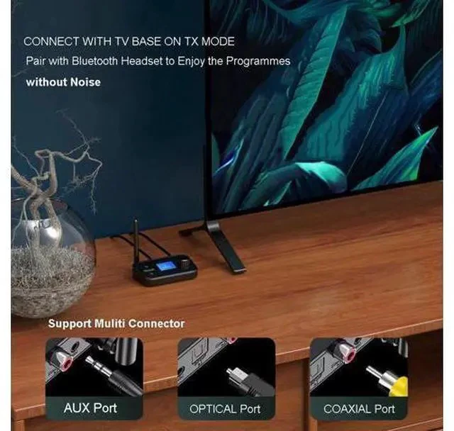 Alt view image 6 of 6 - Bt 5.0 Transmitter Receiver for Tv Home Stereo Low Latency Wireless Audio Adapter