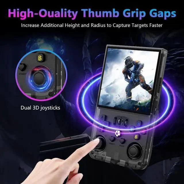 Alt view image 4 of 7 - R36MAX Retro Handheld Game Console, 4.0 Inch 720x720 IPS Screen, 64GB Built-in 18,000+ Classic Game, Portable Hand Held Open Source Linux System, 4000mAh Battery Retro Gaming Console(Black 64GB)