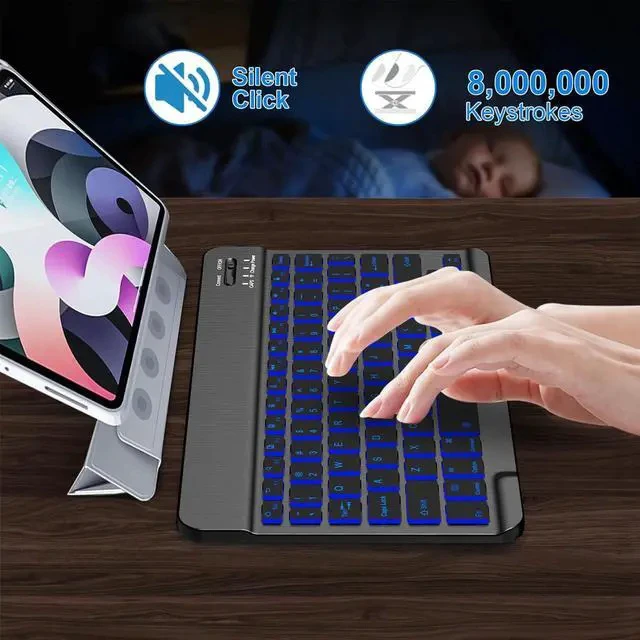 Alt view image 2 of 7 - Backlit Bluetooth keyboard for Phone, Tablet, iPad Air, Pro, Mini, A16, M2, M3, Galaxy, ChromeBook, MackBook, Wireless Travel Keyboard for Computers - Rechargable, Lightweight, Slim, Easy to Carry