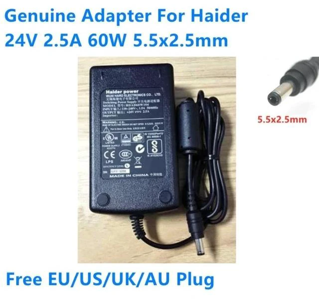 Alt view image 3 of 4 - 24V 2.5A 60W 5.5x2.5mm HDAD60W104 AC Adapter For Haider Power Supply Charger