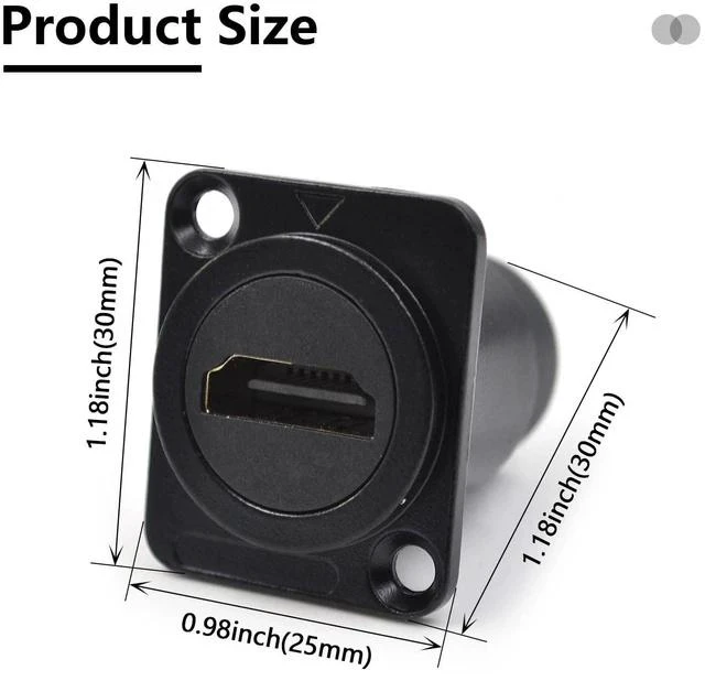 Alt view image 2 of 7 - 5PCS HDMI 2.0 Panel Mount Adapter 4K@60Hz HDMI 2.0 Panel Threaded Fixed Mount Coupler Female to Female for TV Monitor Projector with Weatherproof Dust Cap