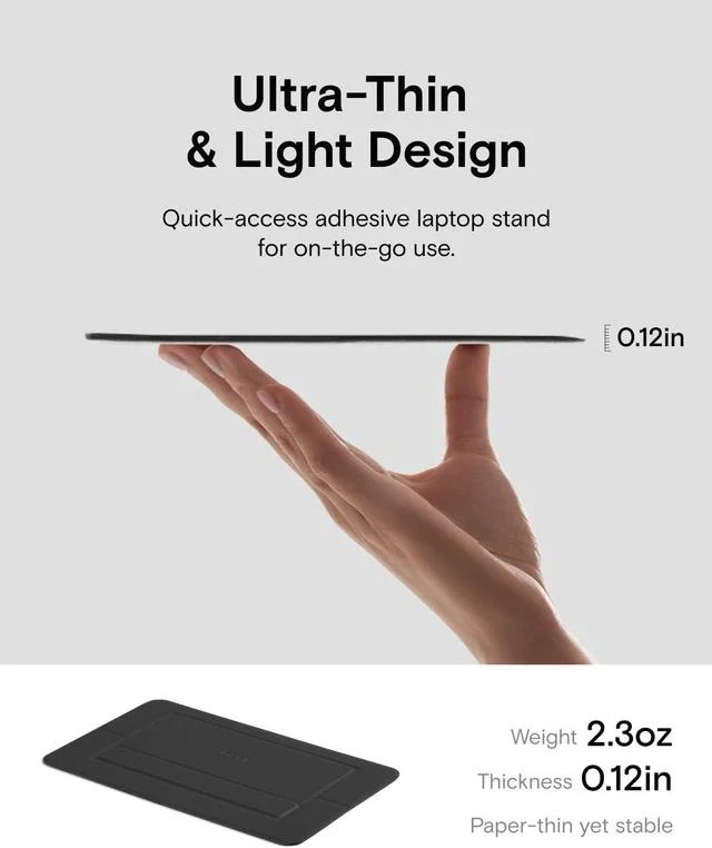 Alt view image 2 of 7 - Laptop Stand for Desk Adhesive Airflow Laptop Cooling Riser for Heat Dissipation with 2 Adjustable Viewing Angles Foldable & Portable Computer Stand Compatible with Laptops 11-16 Jet Black