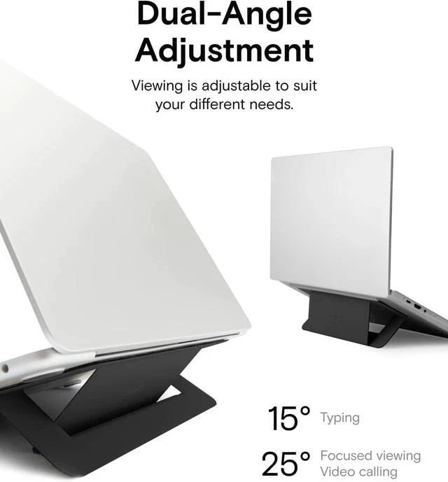 Alt view image 6 of 7 - Laptop Stand for Desk Adhesive Airflow Laptop Cooling Riser for Heat Dissipation with 2 Adjustable Viewing Angles Foldable & Portable Computer Stand Compatible with Laptops 11-16 Jet Black