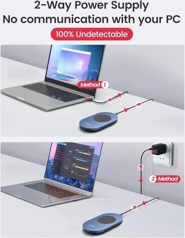 Alt view image 5 of 7 - Vaydeer Ultra Slim Mouse Mover, Air 3 Mouse Jiggler with Adjustable Interval Timer, Undetectable & Noiseless, Simulates Realistic Mouse Movement, Driver-Free for Keeping The PC Active and Secure
