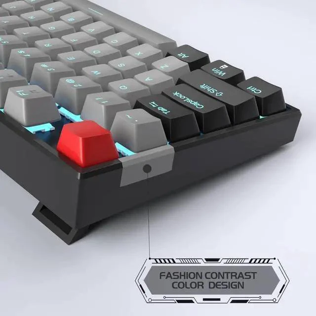 Alt view image 5 of 6 - MageGee 75% Mechanical Gaming Keyboard, Blue Switch, LED Backlit, 87 Keys Compact TKL Wired Computer Keyboards for Windows Laptop PC Gamer - Grey/Black
