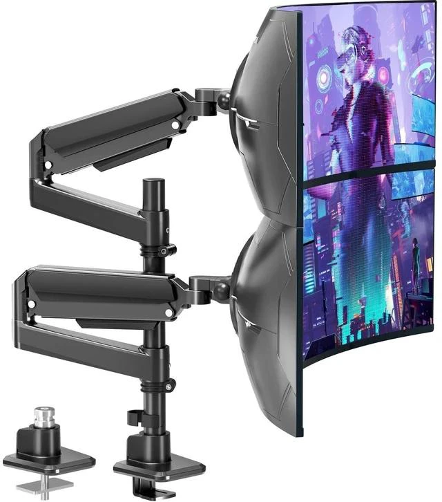 Main image of MOUNTUP Dual Monitor Stand Fits 49 45 42 40 39 34 32 Inch Screens, Heavy Duty Dual Monitor Arm Holds 4.4-44 lbs, Vertical Stacked Monitors Mount, Full Motion, Height Adjustable, VESA Mount