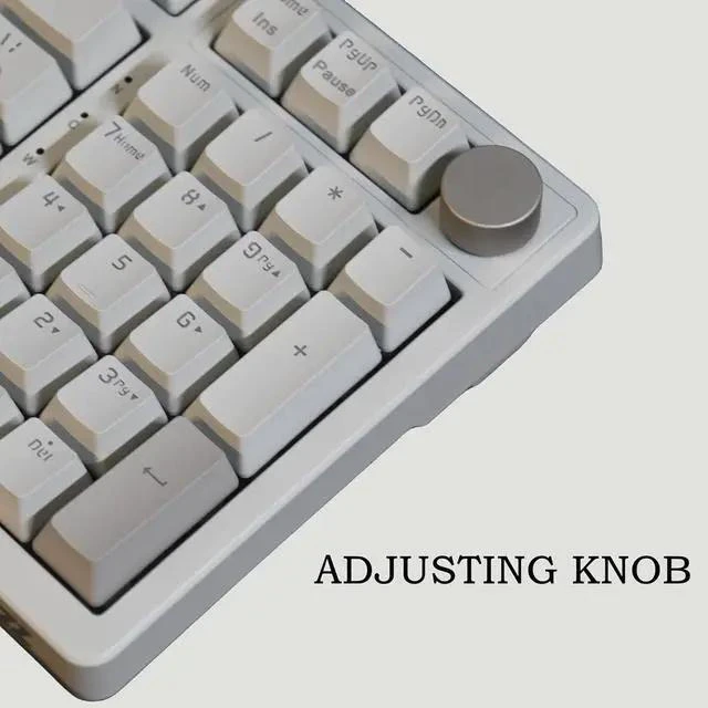 Alt view image 3 of 6 - FIRSTBLOOD ONLY GAME. AK992 Retro Wired Mechanical Keyboard, 98 Keys Full Layout, Hot-Swappable USB Gaming Keyboard with Red Switches, Multimedia Keys Knob, Blue Backlit, Anti-Ghosting, Grey