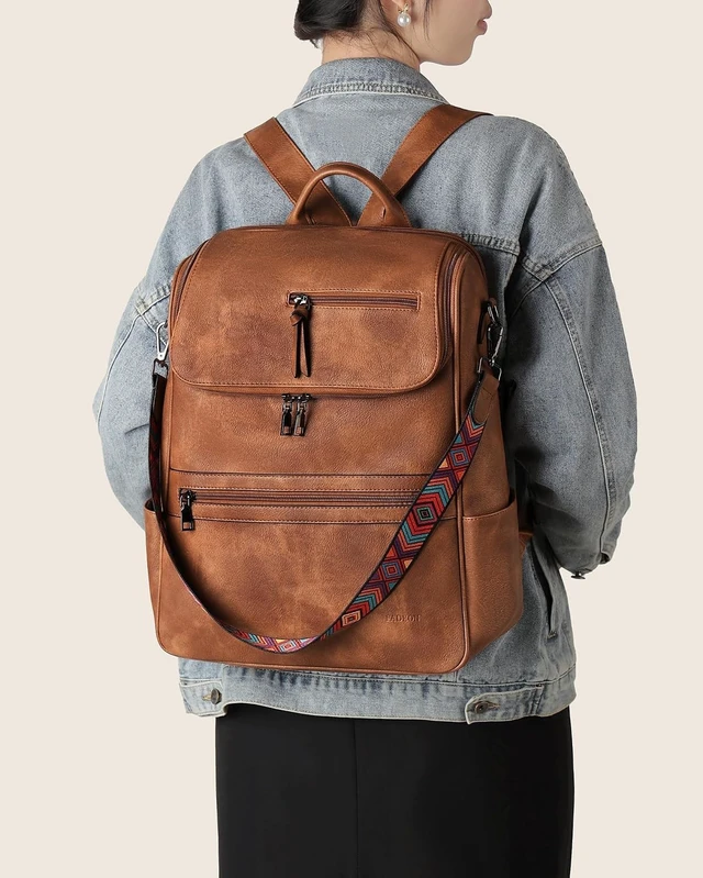 Alt view image 2 of 7 - Vegan Leather Laptop Backpack for Women 15.6 Inch Computer Bag