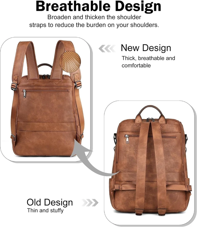 Alt view image 4 of 7 - Vegan Leather Laptop Backpack for Women 15.6 Inch Computer Bag