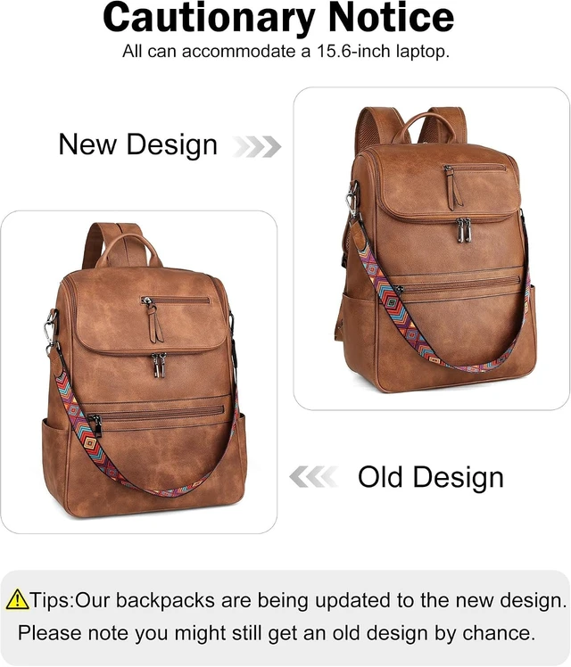Alt view image 5 of 7 - Vegan Leather Laptop Backpack for Women 15.6 Inch Computer Bag