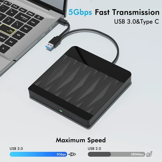 Alt view image 3 of 7 - External Blu-ray Drive & Blu-ray Burner with 3D Playback Support
